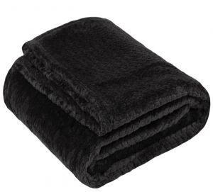 Soft Fleece Waffle Blankets 50" x 60" (250 GSM) - Black, Pack of 24