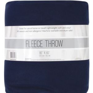 Twin Fleece Throw Blankets 80" x 60" - Blue, Pack of 24