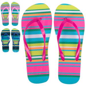 Women's Striped Flip Flops - Assorted Colors