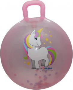 Hopper Ball Unicorn Style With Confetti Inside - 45cm Pink