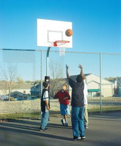3-1/2" Tough Duty Rectangle Steel Playground Basketball System