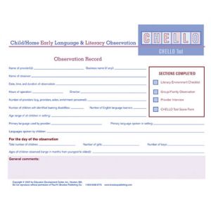 Child/home Early Language And Literacy Observation Tool (chello)