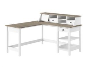 Mayfield 60W L Desk and Organizer in Shiplap Gray/Pure White