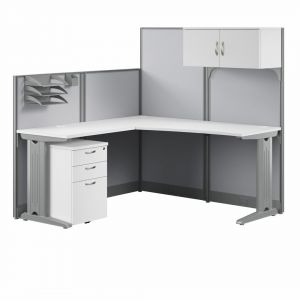 Office in an Hour 65W x 65D L Workstation with Storage and Accessory Kit in Pure White