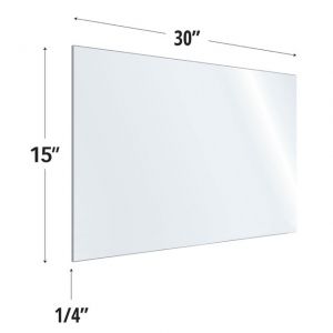 Officesource Safeguard Barrier Collection Clear Acrylic Screen With Rounded Edges - 30"w X 15"h