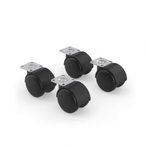 OfficeSource Metal Pedestals Optional Casters For Metal Pedestals, Color: Black