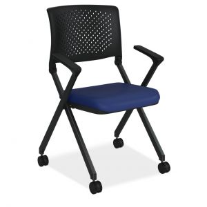 OfficeSource | Julep | Nesting Chair with Arms and Casters, Color: Celestial Blue Fabric Seat