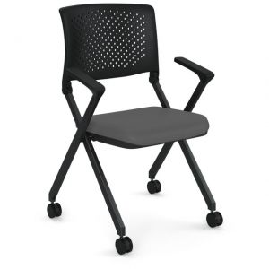 OfficeSource | Julep | Nesting Chair with Arms and Casters, Color: Cool Gray Fabric Seat