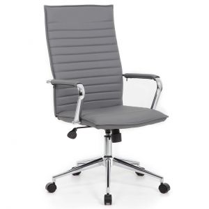 Officesource Ridge Collection Executive High Back Task Chair W/chrome Frame And Ribbed Back, Gray