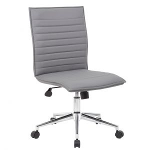 Officesource Ridge Collection Executive Mid Back Armless Ribbed Back, Task Chair, Gray