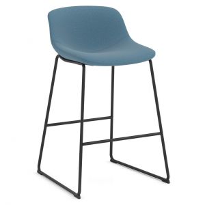 Officesource Willow Collection Cafe Height Bistro Stool With Black Sled Base, Blue