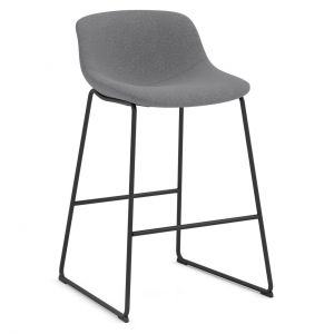 Officesource Willow Collection Cafe Height Bistro Stool With Black Sled Base, Gray