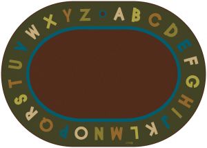 Carpets For Kids 10706 Alphabet Circletime - Nature 6ft X 9ft Oval