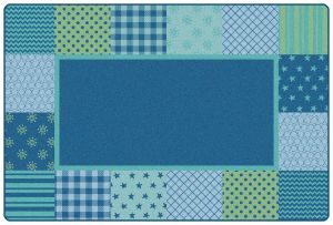 Carpets For Kids 1554 Kidsoft Pattern Blocks - Blue 4ft X 6ft Rectangle