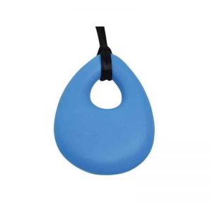 Oval Chew Pendant With Breakaway Clasp Necklace- Sky Blue Color