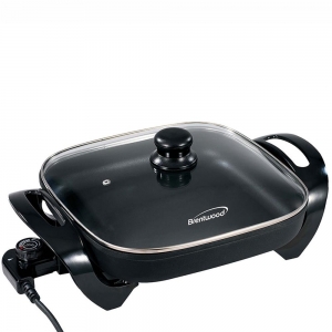 Cuisinart 12inch Nonstick Electric Skillet With Glass Lid, Black, Family Sized Cooking Surface