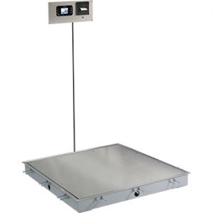 In-Floor Dialysis Scale, 36"x36" SS Deck, 855 Recessed Wall Mount Indicator