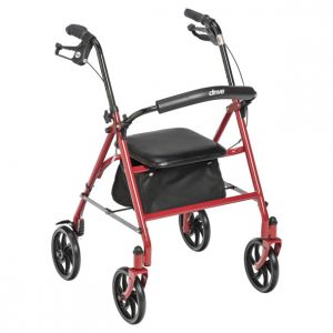 Rollator,Steel,4 Wheel,Red,1/ea