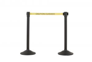 Black Post And 6.5' English/spanish  With Caution/cuidada Belt,  Pack Of 2