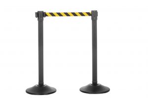 Trek Premium Pastic Stanchion Black Post With 6.5' Black Belt, Pack Of 2