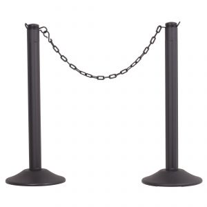 Chainboss Stanchion With Black Post, 10' Of 2" Black Chain - Unweighted Base, 2 Pack