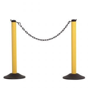 Chainboss Yellow Post With 10' Of 2" Black Chain- Unweighted Base, 2 Pack