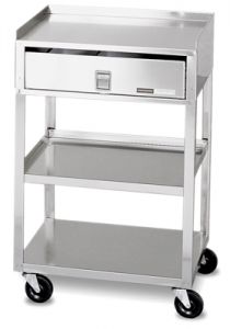 Mobile Stand - Stainless Steel - 2-shelf With Drawer