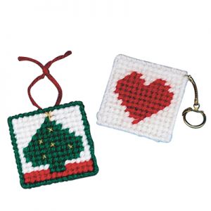 Allen Diagnostic Module Needlepoint Heart Key Rings, Pack Of 6