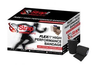 Strapit Flexit Cohesive Prewrap, 3 In X 6 Yrd Roll, Case Of 16 Rolls, Black