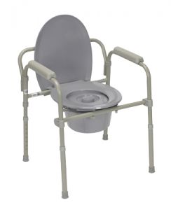 Commode With Fixed Arms, Steel, Adjustable Height, 1 Each 