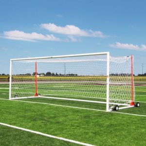 U90 Portable World Cup Soccer Goal; 8x24; White W/ Red Net Posts