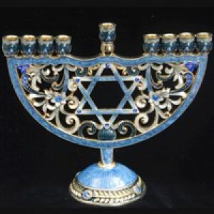 Menorah - Jeweled, Star, 6.5"