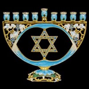 Menorah, Jeweled, Star, 6.5"