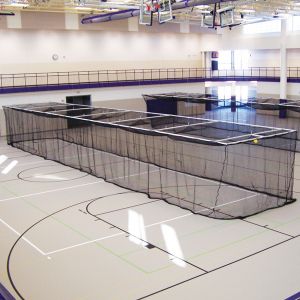 Batting Cages - Ceiling Suspended, Retractable  (70'l X 12'w X 11'h) - (1-3/4" Mesh - Baseball) (black)