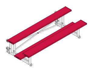 Bleacher - 7-1/2' (2 Row - Single Foot Plank) - Tip & Roll  (powder Coated)