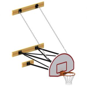 Basketball Backstop - Wall-mounted - Shooting Station - 3-point Fan Backboard (8'-10' Wall Offset) 