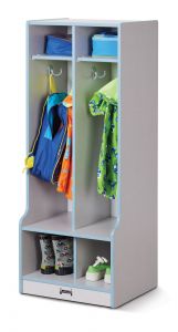 Rainbow Accents 2 Section Coat Locker With Step  - Coastal Blue