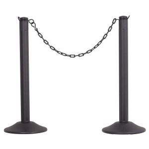 Chainboss Stanchion With Black Post, 10' Of 2" Black Chain - Unweighted Base, 2 Pack
