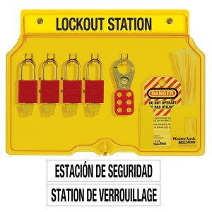 Wall Mounted Lockout Station French/english 4-lock Station. A1106red Aluminum Padlocks.