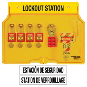 Wall Mounted Lockout Station 4-lock Covered Station With 410red Zenex™ Thermoplastic Padlocks