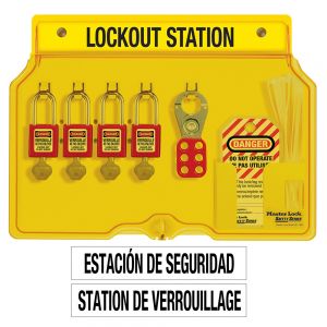 Wall Mounted Lockout Station French/english 4-lock Station. 410red Zenex™ Thermoplastic Padlocks.