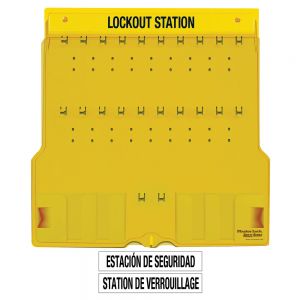 Wall Mounted Lockout Station 20-lock Covered Station With Trilingual Labels, Unfilled.