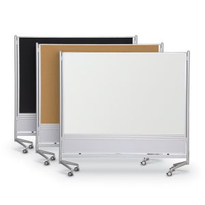 D.o.c.mobile Room Partition & Display Panel, Porcelain Steel / Natural Cork, 73h X 52w X 20d