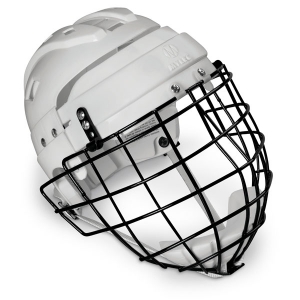 Helmet With Wire Face Cage, Senior, White