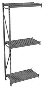 Bulk Storage Rack Adder Unit With Corrugated Decking-3 Levels,48"w X 24"d X 120"h