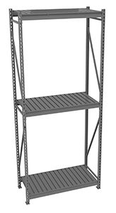 Bulk Storage Rack Starter Unit With Corrugated Decking- 3 Levels, 48"w X 24"d X 120"h