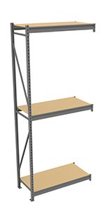 Bulk Storage Rack Adder Unit With Particleboard Decking - 3 Levels?48"w X 24"d X 120"h