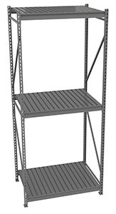 Bulk Storage Rack Starter Unit With Corrugated Decking- 3 Levels, 48"w X 36"d X 120"h