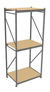 Bulk Storage Rack Starter Unit With Particleboard Decking - 3 Levels, 48"wx36"dx120"h