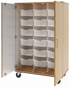 67 Tall  Closed Bin Storage, 18 (6) Trays  With Doors W/ Lock